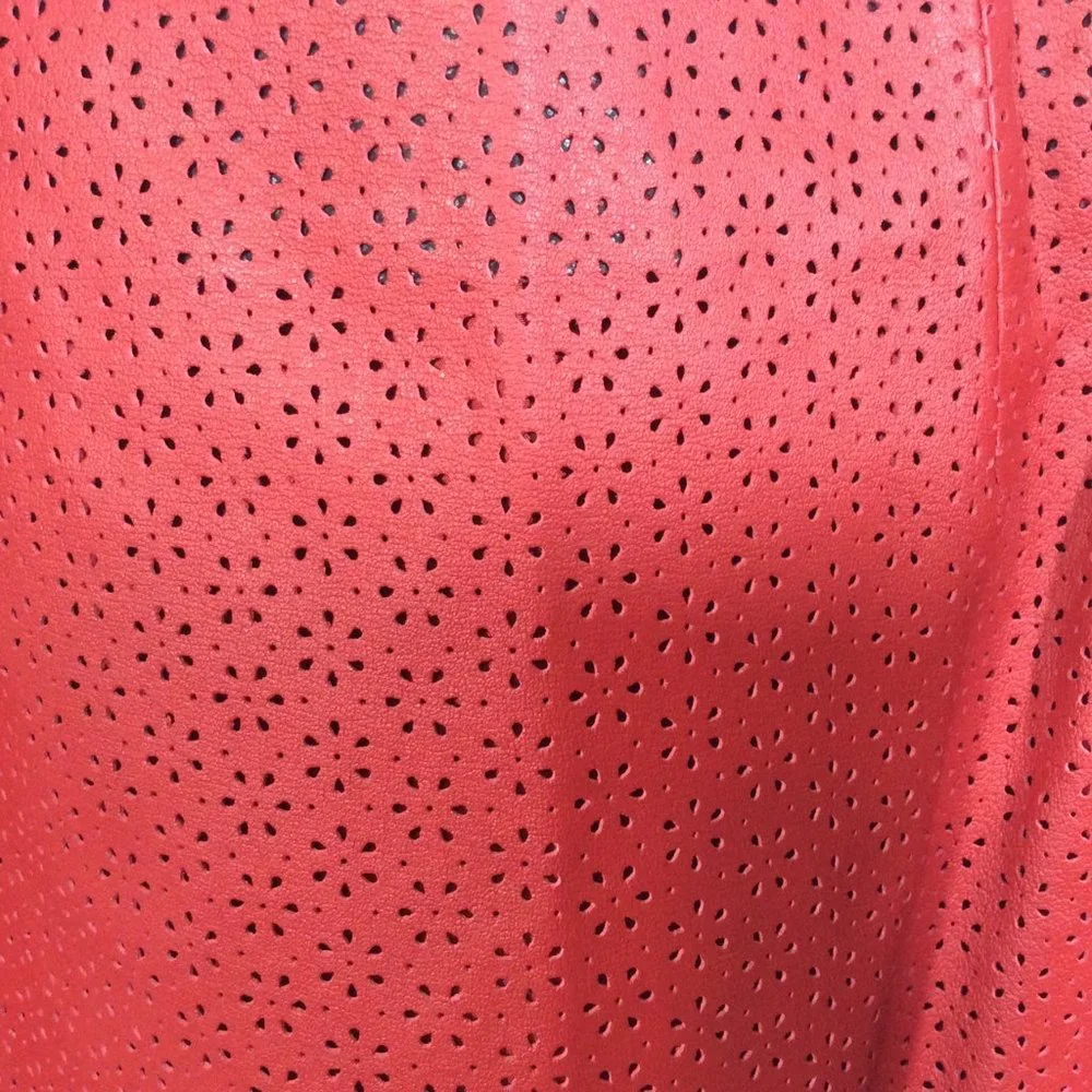 Vintage Bagatelle Red Leather Eyelet Pencil Skirt Side Zip‎ Lined Size 10